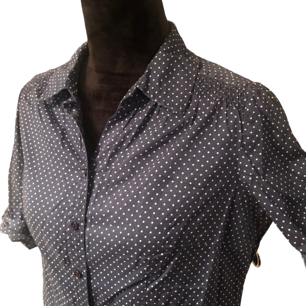 St. John’s Bay Blue Dot Blouse Medium - Picture 7 of 8